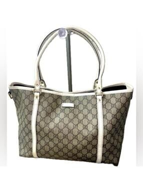 GUCCI Supreme GG Plus Monogram Large Joy Tote, Cream & Brown